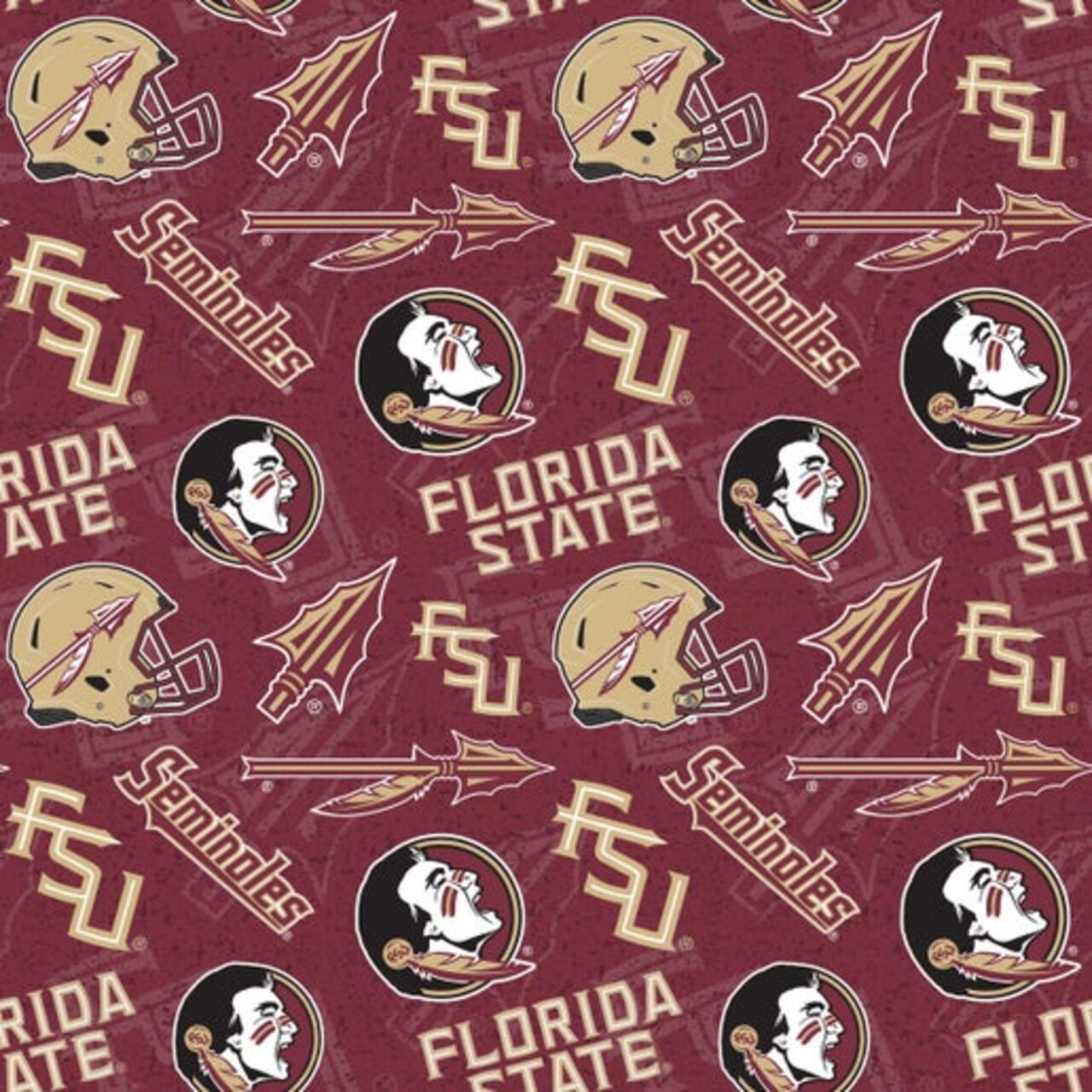 Licensed NCAA Florida State Tone on Tone FSU-1178 Cotton Fabric by the Yard